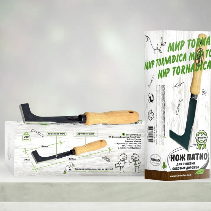 Нож ПАТИО TORNADICA для очистки садовых дорожек, дерев.рукоятка 140 мм