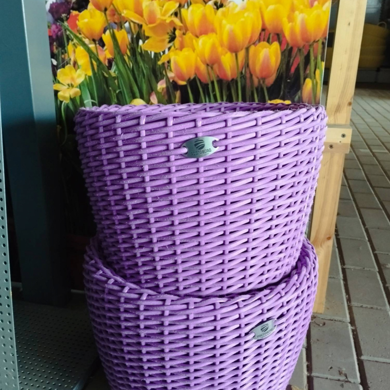 Кашпо полиротанг, 20л, лаванда, кипарис